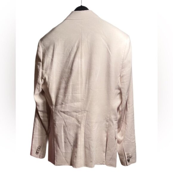 RW&CO beige 2 button stretch trendy linen blend lined slim fit 2 piece suit 34 - Picture 3 of 7